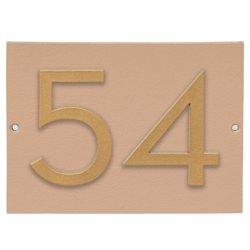 Plaque d’adresse murale sur 1 ligne flottante, Taupe, Or, Oui
