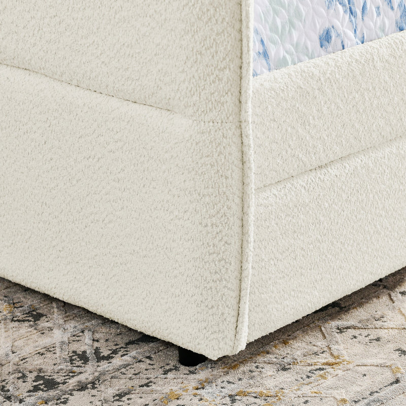 Lit de jour rembourré avec deux tiroirs, Beige