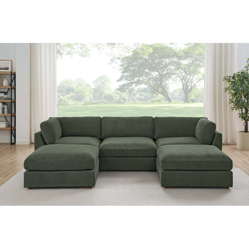 Canapé modulaire en velours côtelé Alderrdeen, Vert foncé