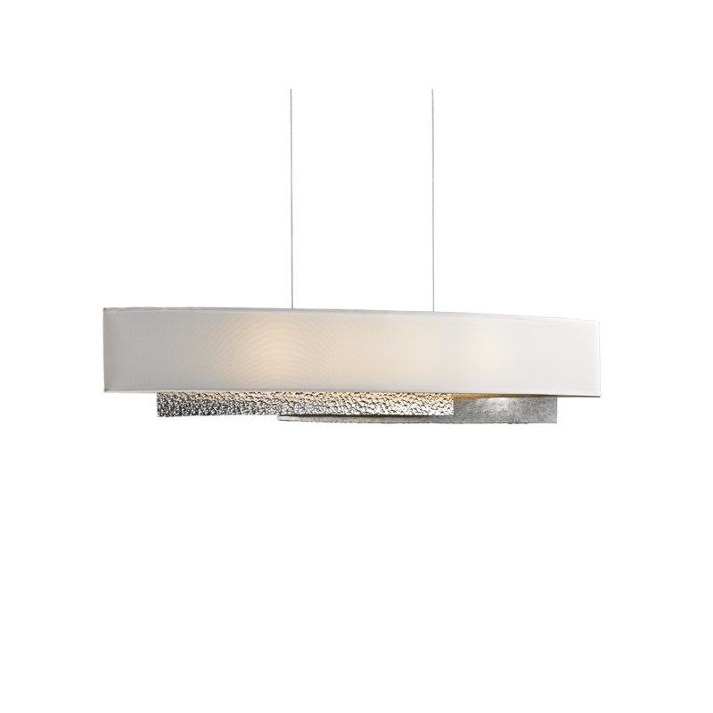 Oceanus 4 - Light Kitchen Island Rectangle Pendant, Sterling, Natural Anna Shade