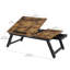 Bureau d'ordinateur portable pour lit ou canapé avec plateau inclinable, plateau de service avec pieds pliants, brun rustique
