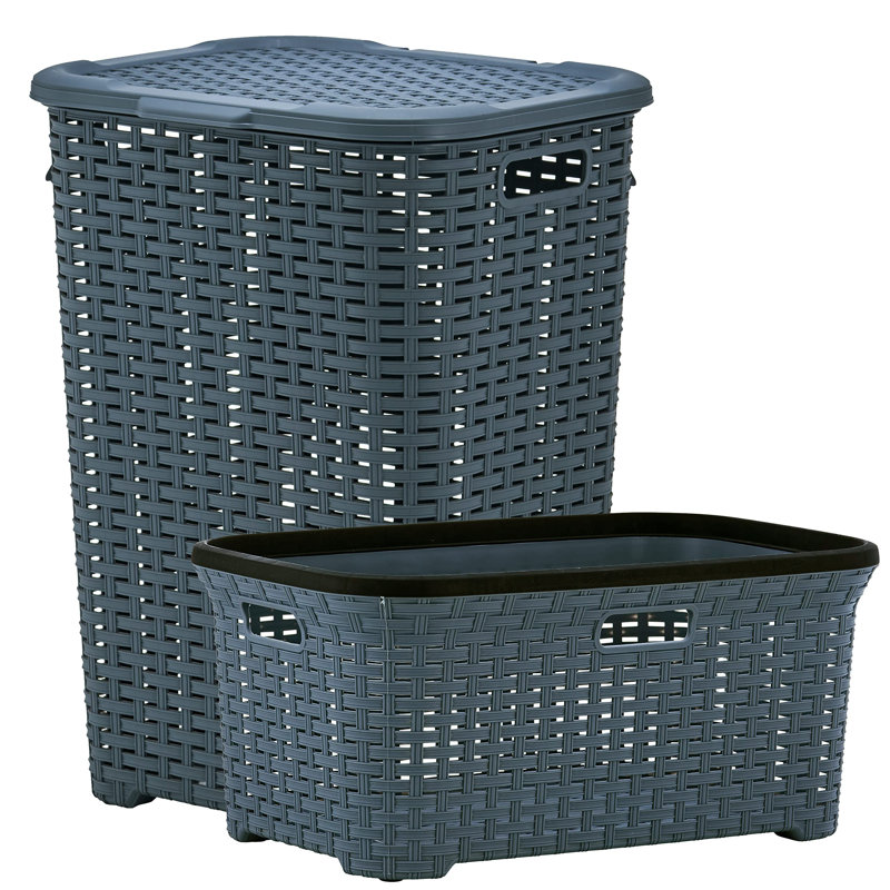 Wicker 2 Piece Laundry Set, Gray
