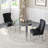 37"Modern Glass Dining Table Set, Irregular Stainless Steel Table Legs And Velvet Tufted Backrest Chairs