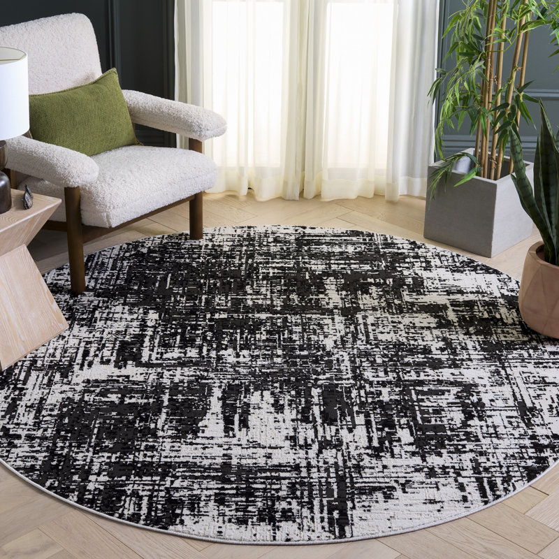Mila 294 Performance Abstract Rug, Round 6'7"