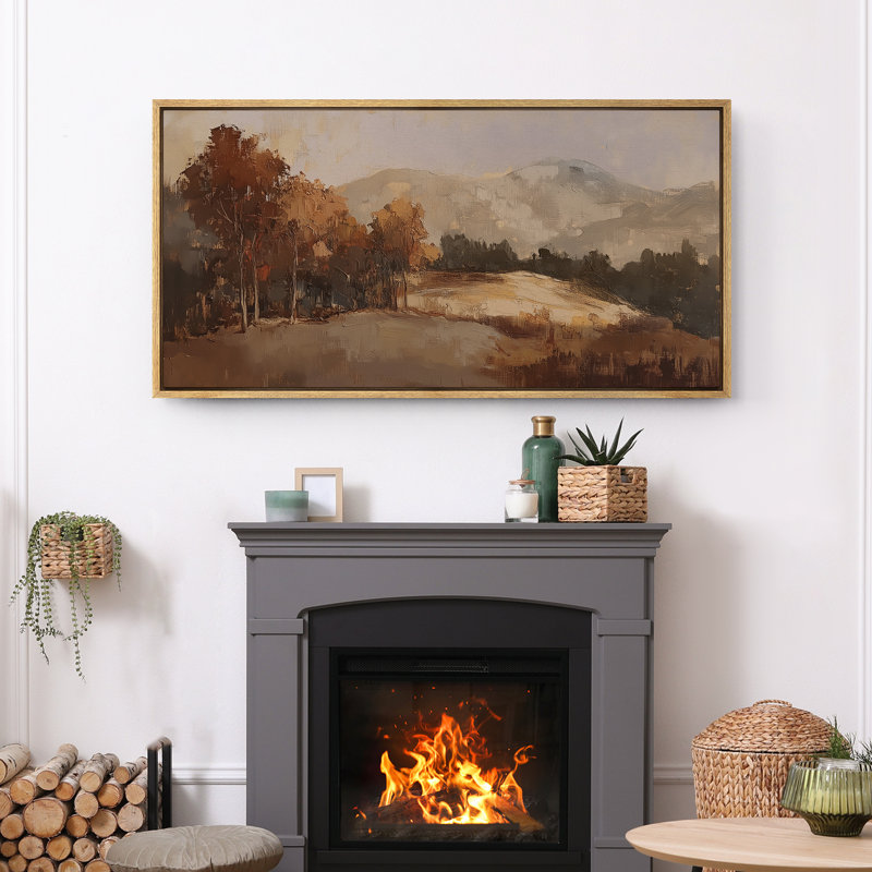 «Brown Forest Tree Landscape», art mural neutre d'automne, impression numérique sur toile, art numérique, H 30 po x l 60 po