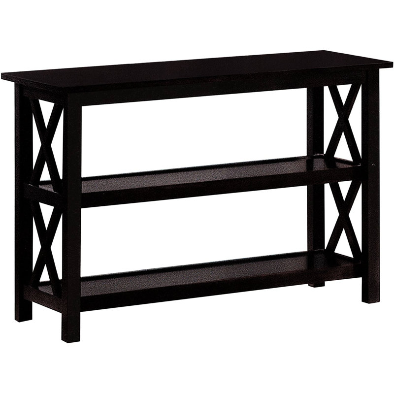 Deep Table, Two Spacious Shelves, Enhances Room Decor Rectangular Table With X , , 2 Shelves For Organization