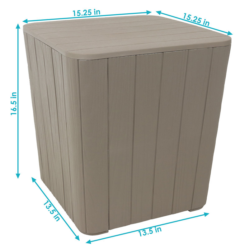 Driftwood Faux Wood Outdoor Storage Side Table with 11.5-Gallon Capacity