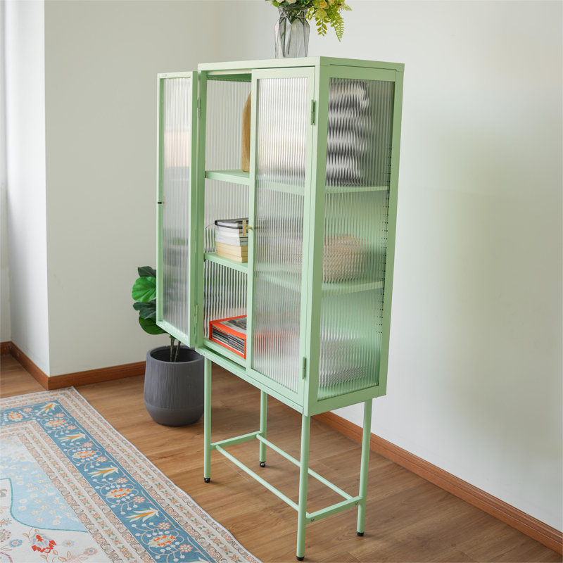 61''H Accent Cabinet With Removable Shelves, Light Green