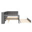 Lit plateforme double à DEL avec rangement, lit gigogne, bureau, station de charge et tête de lit tapissier - 8 tablettes-2128522126