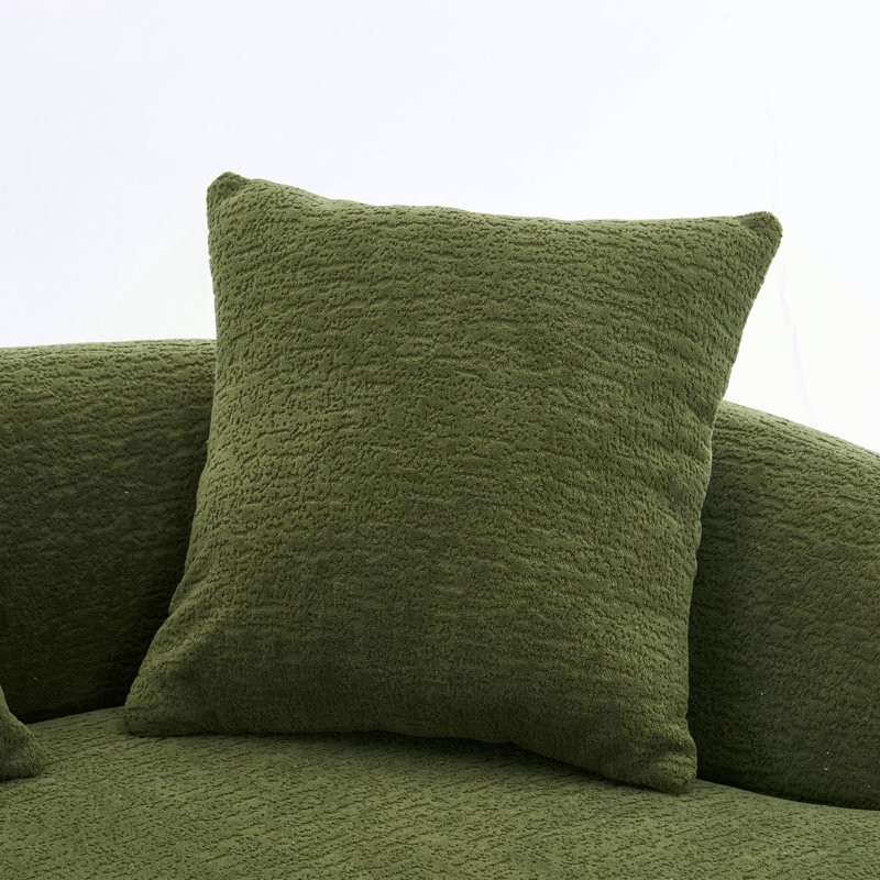 Canapé en chenille incurvé en chenille, sans assemblage, Vert antique