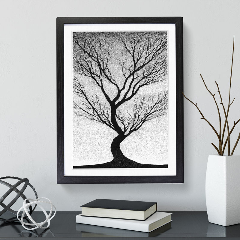 Shadow Of A Tree No.2 - Framed Print, 46cm H x 34cm W x 2cm D, Black Framed