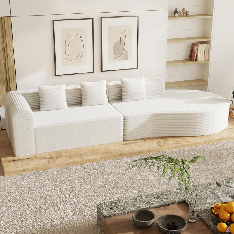 Canapé modulaire de 134 po pour salon, Beige