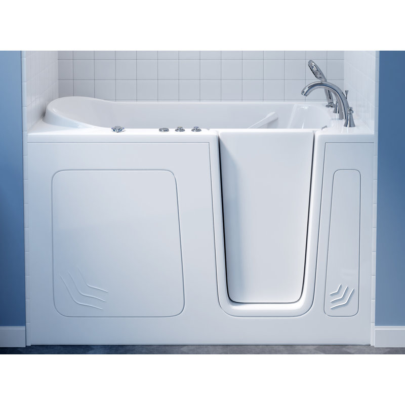 Therapeutic Tubs 32 in. x 60 in. Right Drain Quick Fill Walk-In Whirlpool Tub with Powered Fast Drain in White, Right, White
