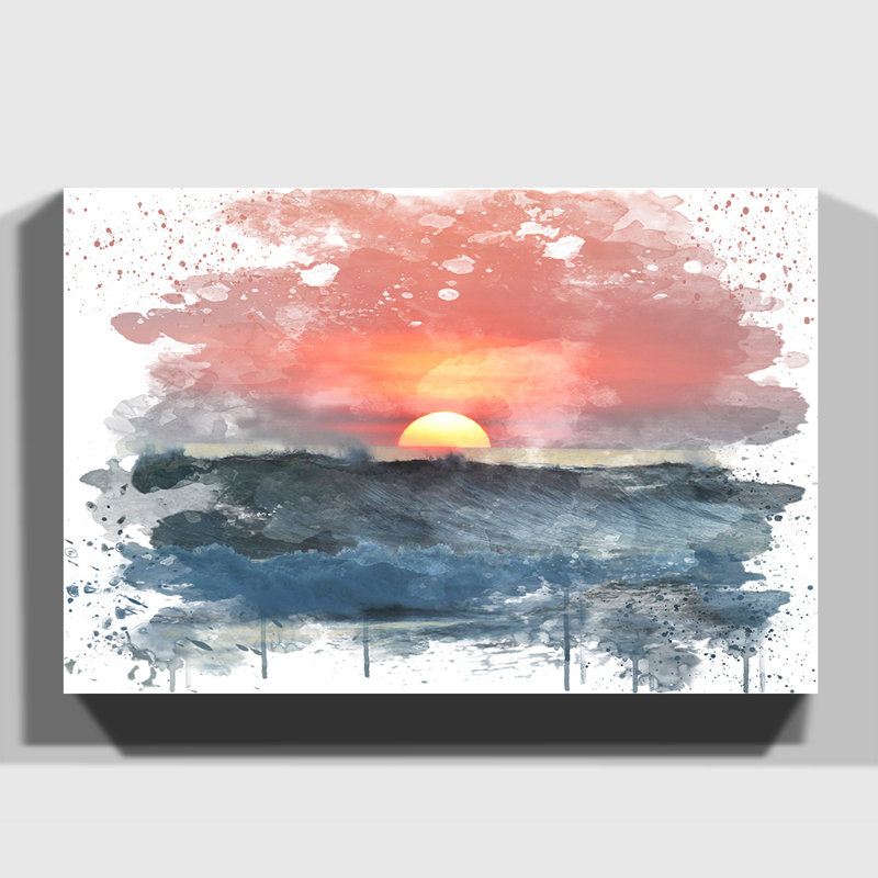 Costa Rica Sunset Seascape - Wall Art, 50cm H x 76cm W, Wrapped Canvas