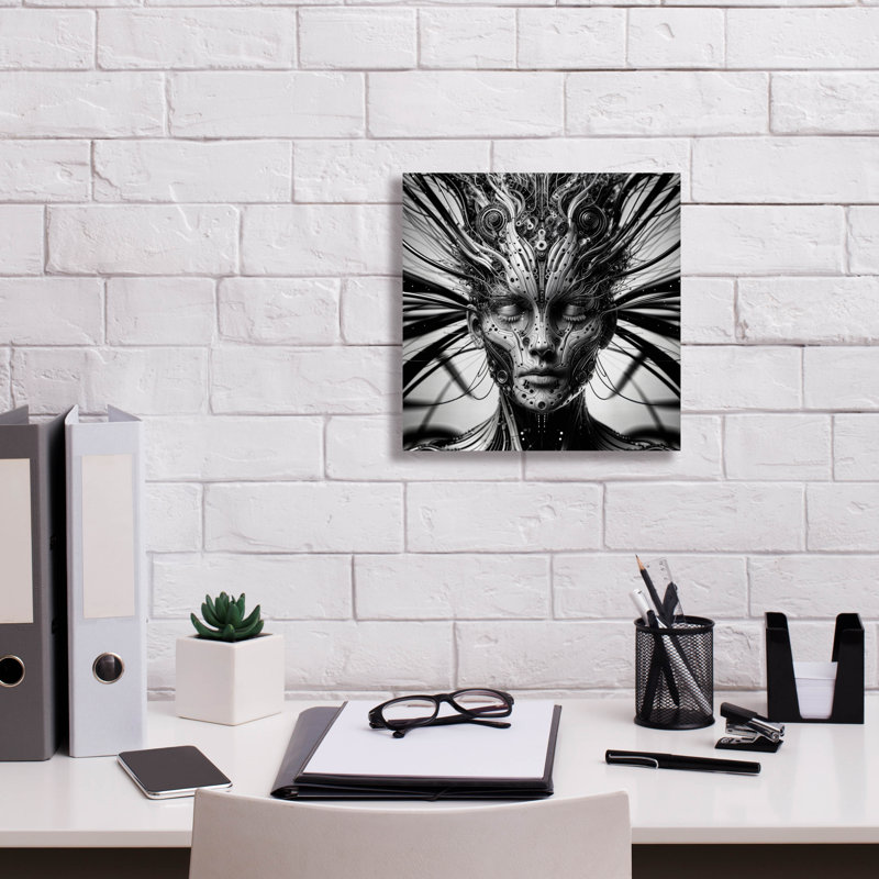 'Techno Face 6' by KIR.DART Canvas Wall Art, 12" H x 12" W x 0.75" D