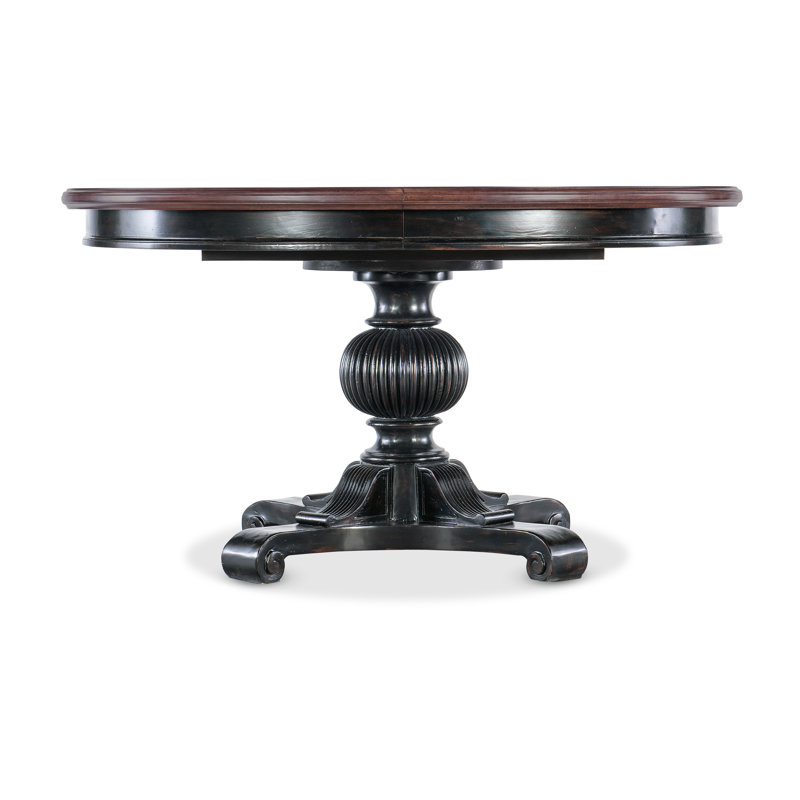 Charleston Black and Brown Reclaimed Wood Round Extendable Dining Table