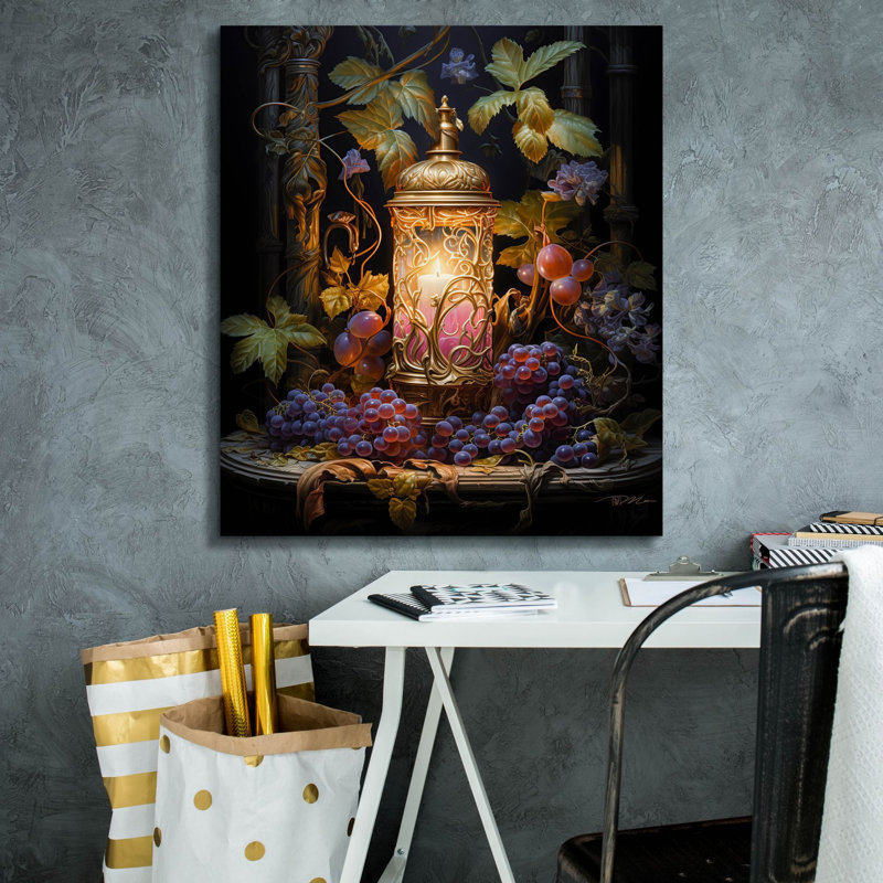 Art mural sur toile Epic Graffiti «Candle With Fruit» par Momart, H 30 po x l 26 po x P 1,5 po