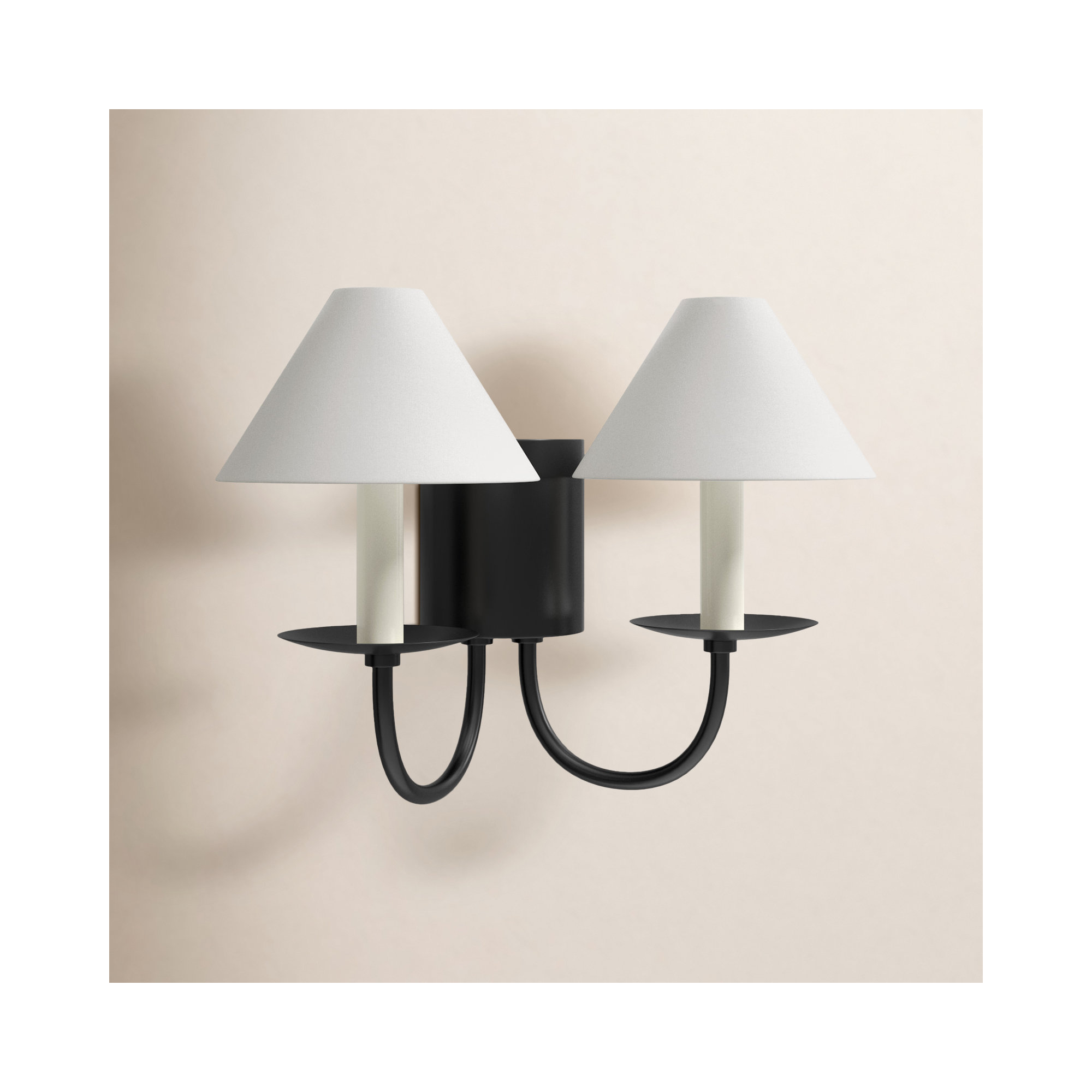 2 Light Steel Dimmable Candle Wall Light, Soft Black