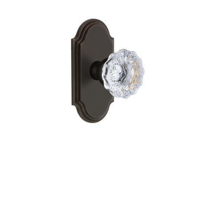 Grandeur Arc Plate Privacy with Fontainebleau Crystal Door Knob