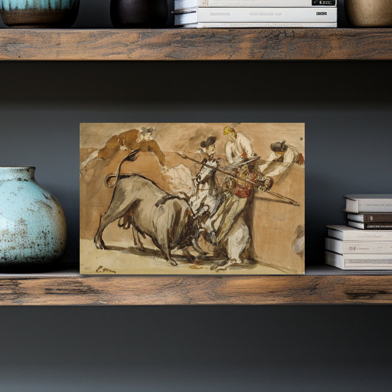 Bullfight, 1865 Impressionist Abstract Contemporary Bull Horse Wall Art Print by Edouard Manet - 1 Piece Wrapped Canvas Wall Art