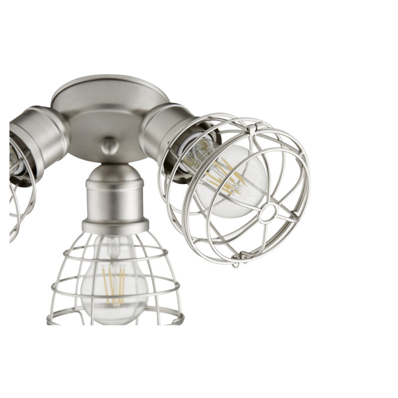 Ventilateur de plafond universel à 3 lumières, Nickel satiné
