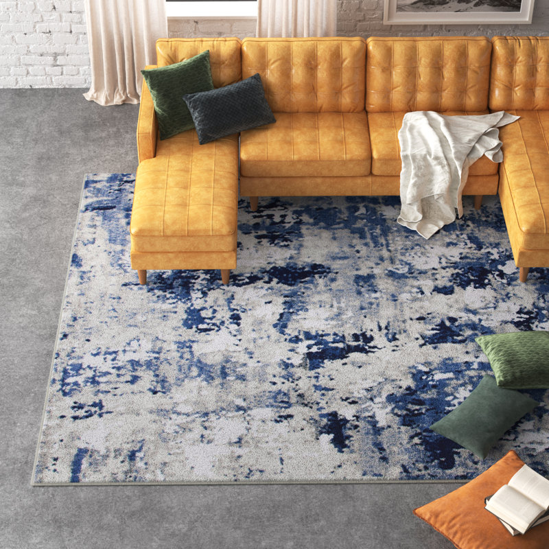 Acton Gray/Navy Area Rug, Rectangle 4'5" x 6'5"