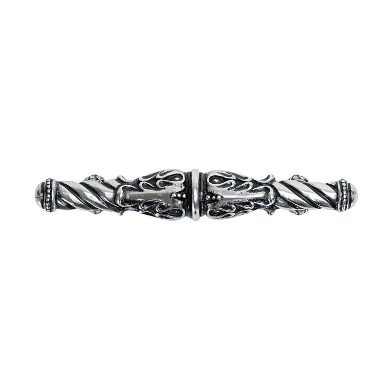 Acanthus 3 inches c.c. pull Romanesque style with column base in Gilded Mercury, Silver, 3"