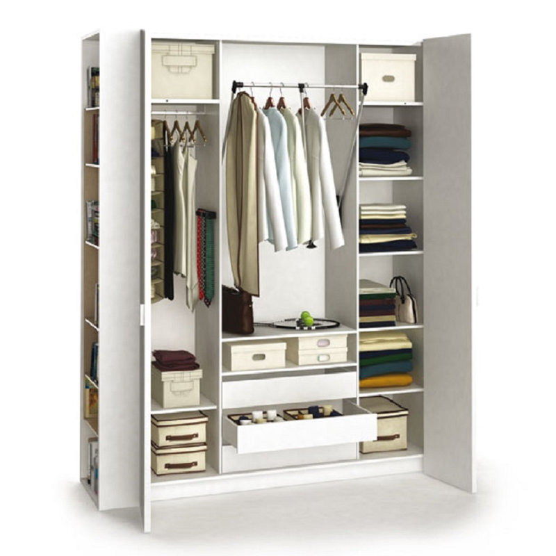Reba 4 Door Wardrobe, 206cm H x 180cm W x 57cm D, White