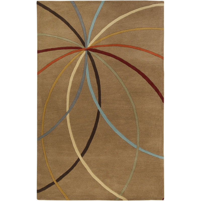 Hand Tufted Wool Abstract Indoor Rug, Round 4'
