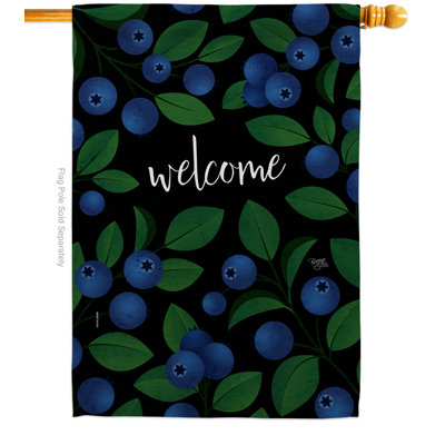 Drapeau de jardin en polyester Welcome Blueberrie