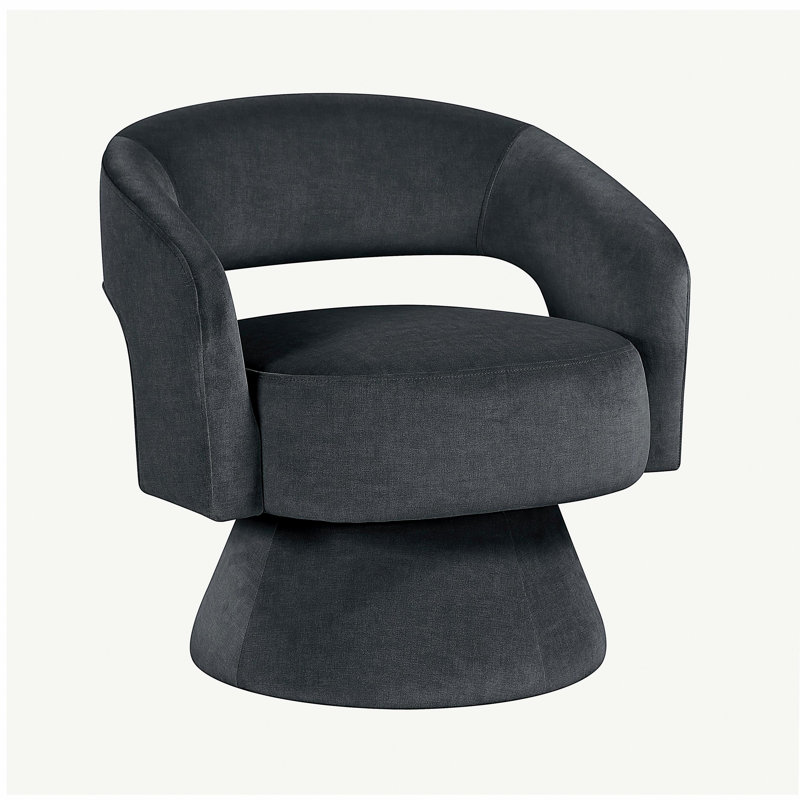Fauteuil d'appoint pivotant de luxe moderne en velours gris foncé 1pc, Gris foncé