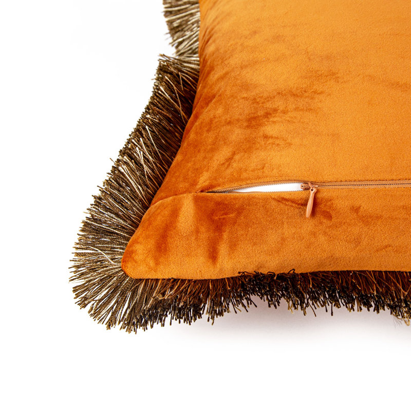 Lumbar Zebra Velvet Pillow Cover, Orange