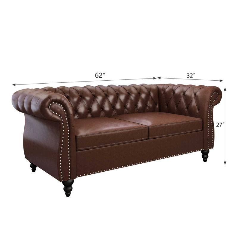 Brisny 3-Piece Faux Leather Living Room Set, Brown Faux Leather