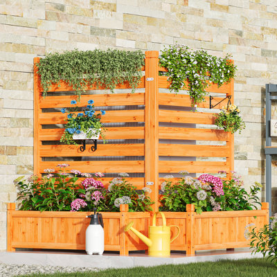 34" W X 45" H Outdoor Privacy Screen With Planter Box, Wood Fence Screen For Air Conditioner And Trash by JolyDale
