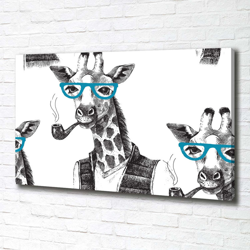 Giraffe With Glasses - Wrapped Canvas Print