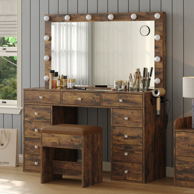 11-Drawer Vanity Set with LED Lights