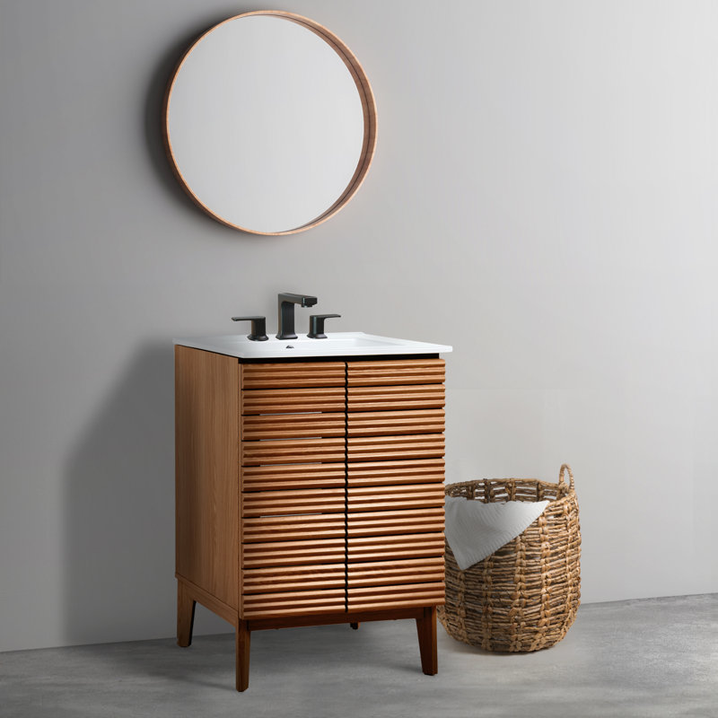 Calandre 24" Walnut Modern Farmhouse Bath Vanity Cabinet