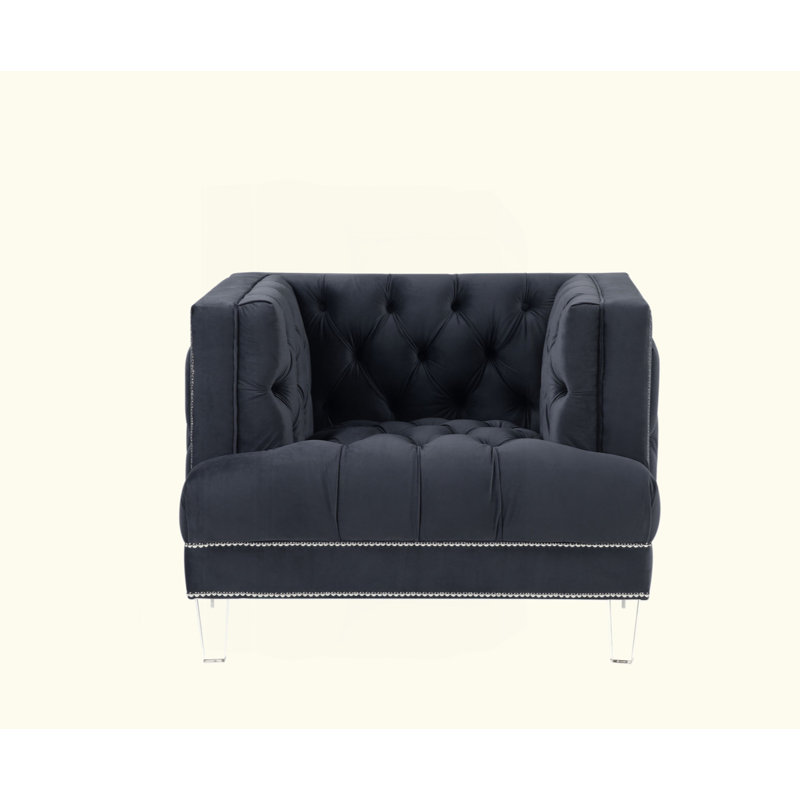 Chaise en velours, Gris anthracite