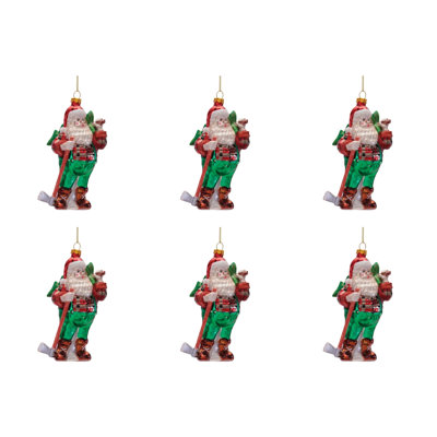 Glass Santa Lumberjack Ornaments (Set of 6)