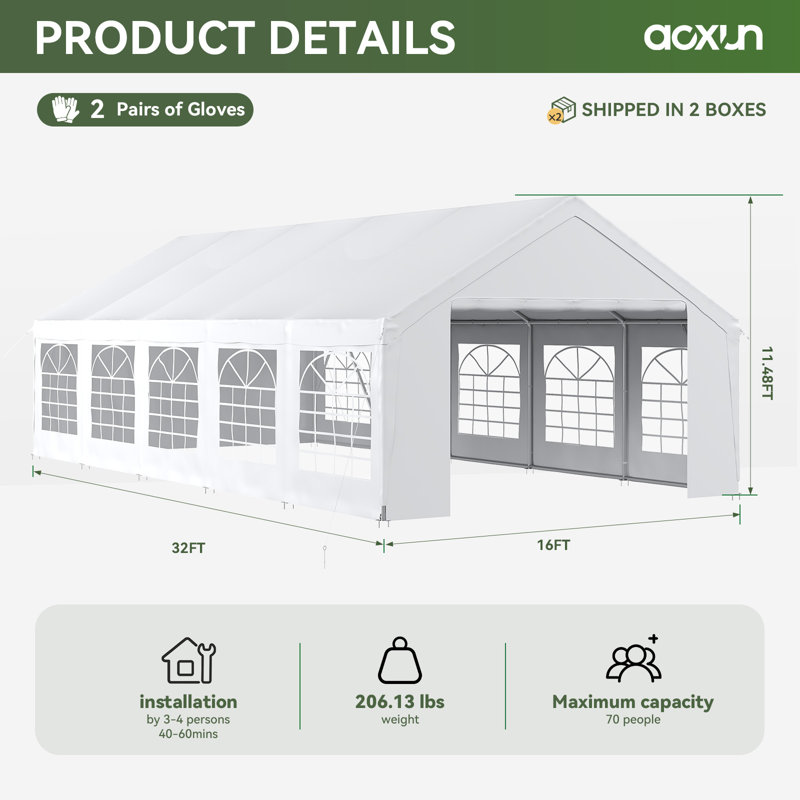 16 pi L 32 pi. Pergola tente D Party, 16 (pi) x 32 (pi)