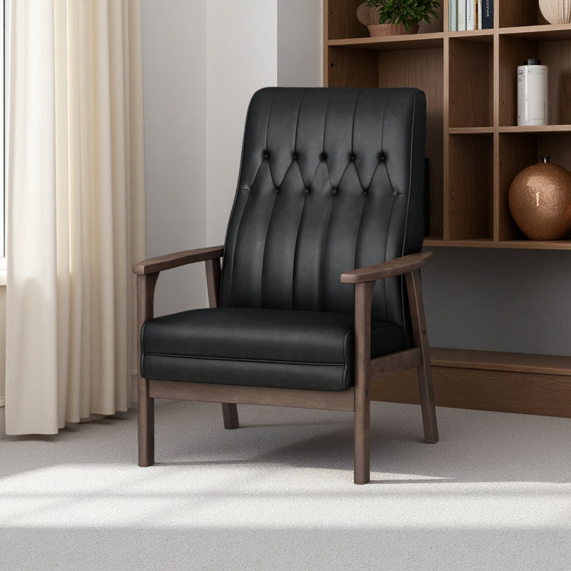 Chaise d'appoint rembourrée Mid Century, Noir