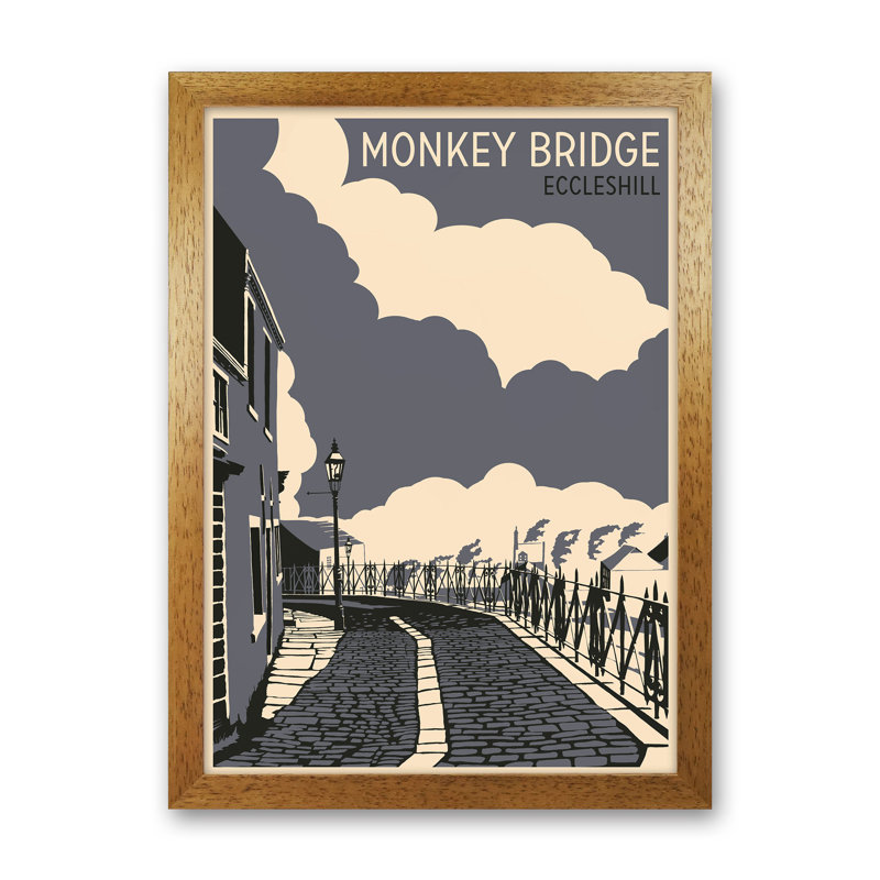 Monkey Bridge, Eccleshill by Richard O'Neill - Print, 34cm H x 25cm W x 3cm D, Brown Framed