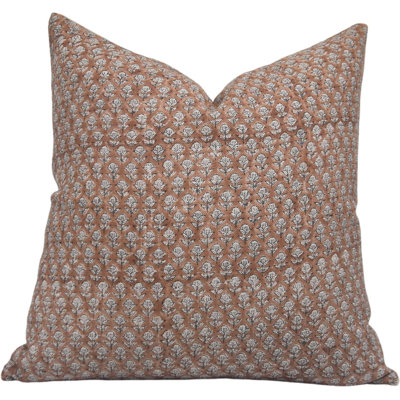 Fabdivine Jasmeen Boho Ethnic Linen Pillow Cover Handmade Block Print Cushion for Living Room Décor -14X14 Inch