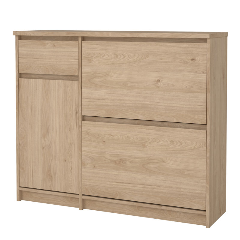 Aveon 12 Pair Shoe Storage Cabinet, Jackson Hickory Oak