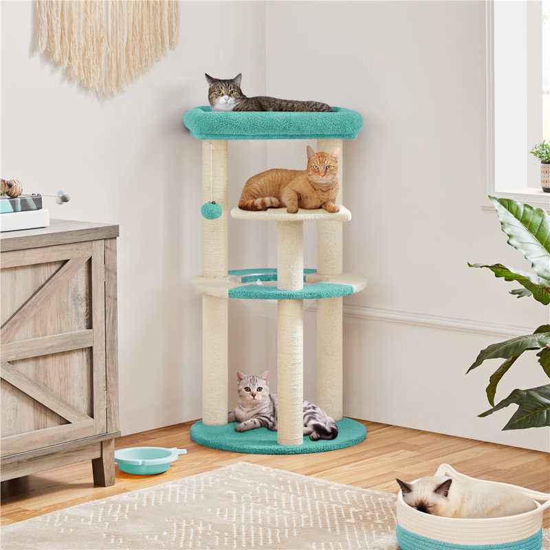 90cm H Cat Tree, Indigo/Beige