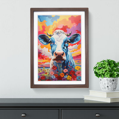 Cow Colour Field - Single Picture Frame Print on Wood