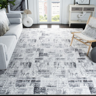 Zaid Abstract Grey/Black Area Rug