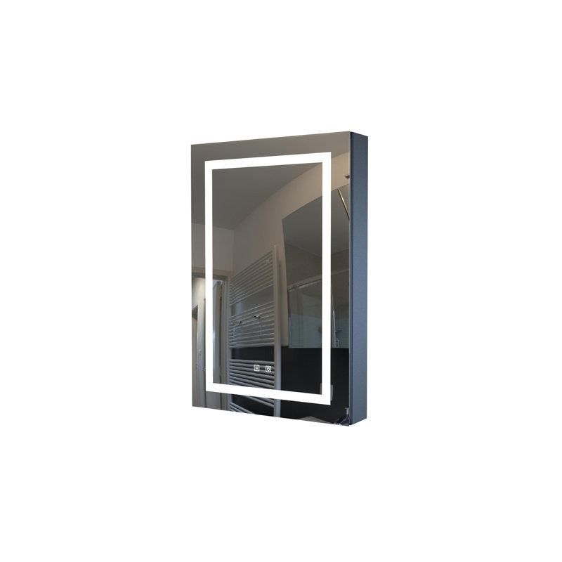 Bathroom Wall Cabinet Matte Black Medicine Cabinet with Mirror,with LED Light, 5.31 "H x23.82"W x 35.91"D