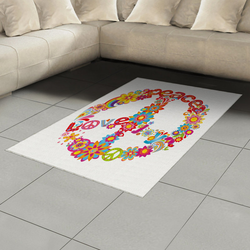 Tapis décoratif coloré en fibres de polyester à haute densité, Rectangle 2 pi 7 po x 5 pi