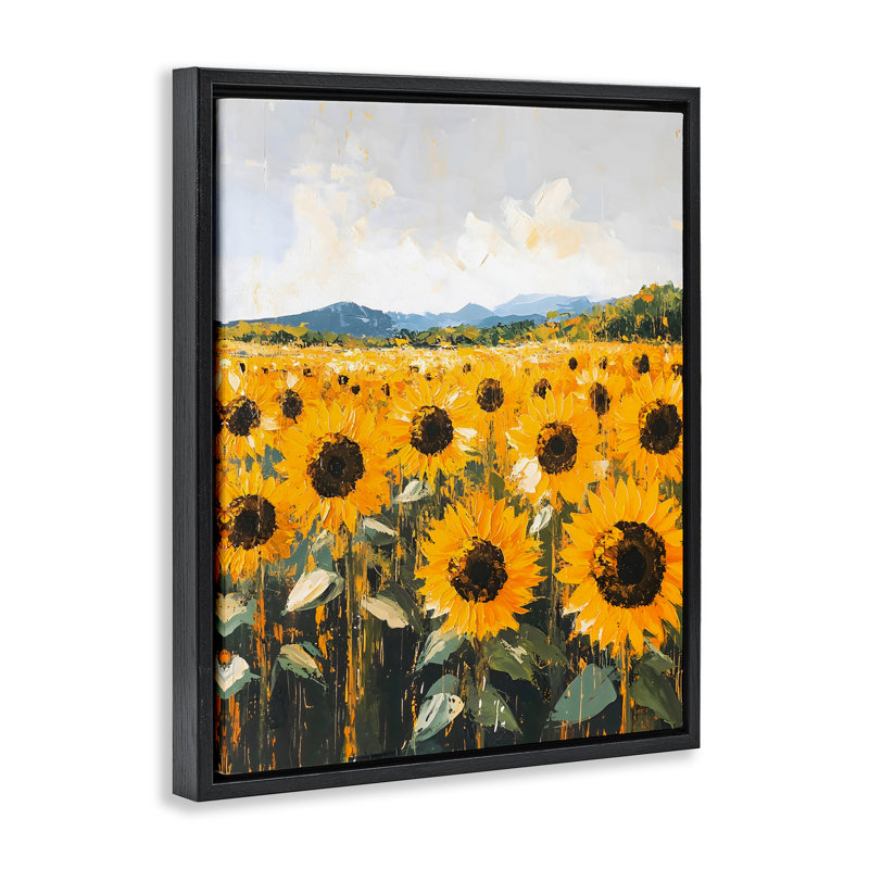 Cadre flottant Endless Sunflowers Meadow, design Creative Studio, Cadre flottant noir de jais, H 21 po x l 17 po
